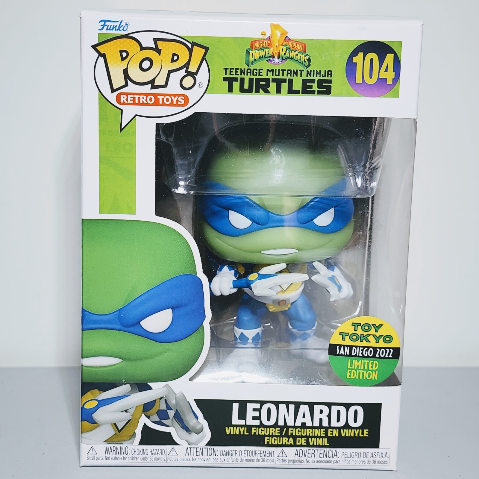 Funko Pop Retro Toys: Power Rangers x TMNT - Leonardo #104 SDCC Toy Tokyo 2022
