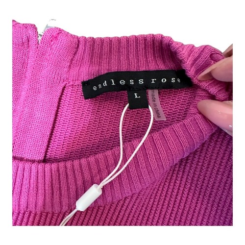 Endless Rose Womens Side Cut-out Bodycon Knit Dress Magenta Sleeveless L NWT - Picture 8 of 14