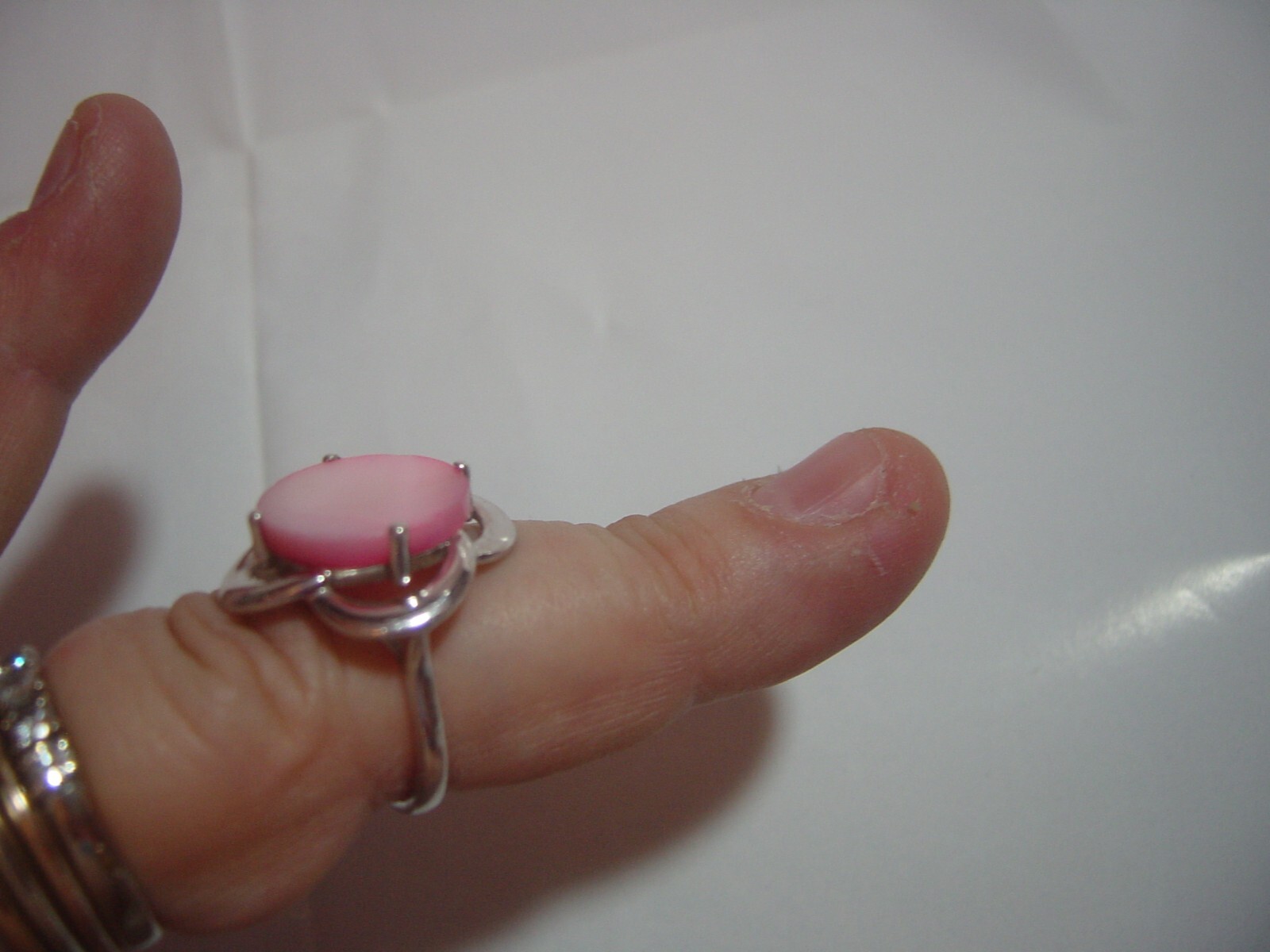 beautiful Solid Silver Ring-unusual bright pink m… - image 4