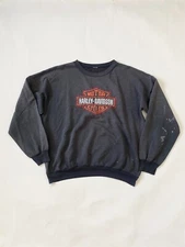 CRAZY VINTAGE HARLEY DAVIDSON THRASHED FADED SWEATSHIRT