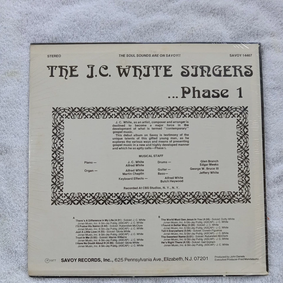 The J.C. White Singers Phase 1  Black Gospel Soul Funk LP Savoy Label SEALED!! - Image 2 of 2