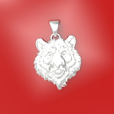 925 Sterling Silber Bärenkopf Anhänger  