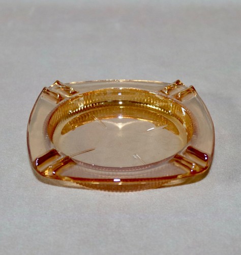 Jeanette Depression Glass ~ Floragold Louisa ~ Square Ashtray MCM - Picture 7 of 19