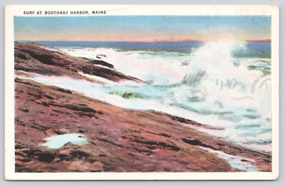 c1922 Ocean Surf Boothbay Harbor ME Yachting & Whale Watch Destination Postcard