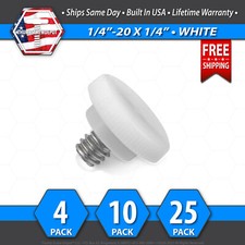 1/4"-20 x 1/4" Thumb Screw Stainless Steel - White Round Knurled Knob - USA