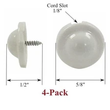 Roller Window Shade WHITE Higbee Screw Buttons (4-Pack)