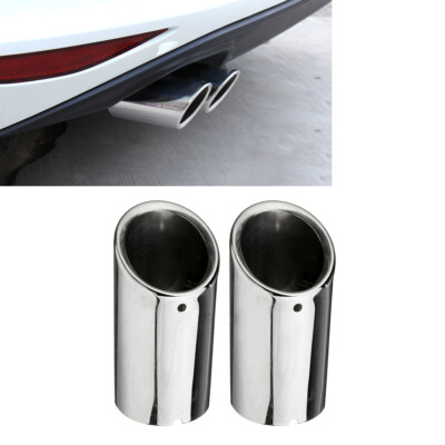 For VW Scirocco Golf 6 Pair Silver Stainless Steel Exhaust Tail pipe Trim Tip