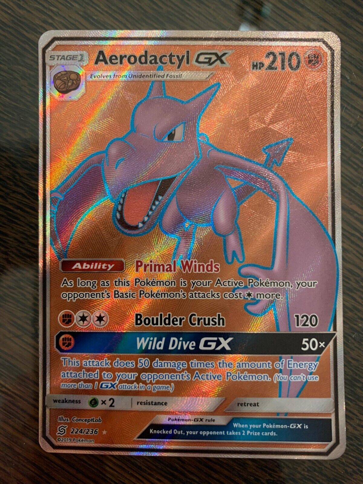 Aerodactyl GX Full Art - 224/236 - Unified Minds