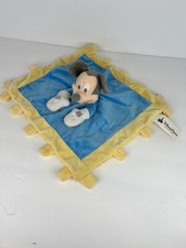 Disney Parks Mickey Mouse Plush Yellow Blue Lovey Security Blanket Tag Crinkle