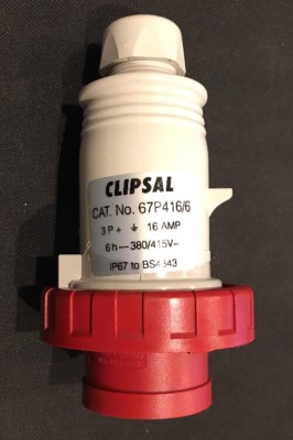 Clipsal 67P416/6 Round Pin Straight Plug 16a 415v Scame