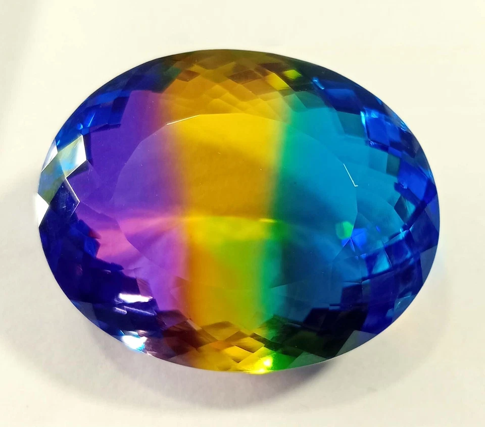 Piedra preciosa suelta bicolor 86-88 quilates corte ovalado turmalina natural certificada KH443 Foto 3 de 4