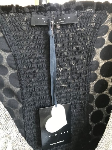 ABITO DONNA TWINSET,NERO POIS,ELEGANATE,SCOLLATO,CERIMONIA,CON PAILLETTES, NUOVO - Foto 8 di 11