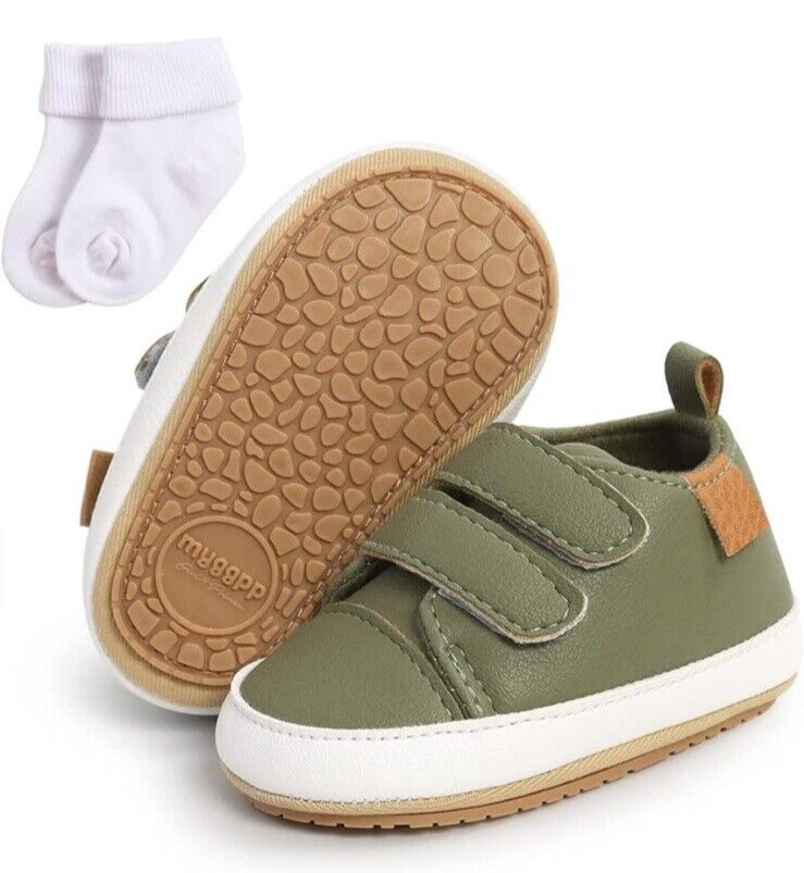 0-6 Months Unisex Pre Walkers Soft ,anti Slip Grip Comes With Socks