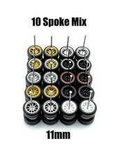 10x Sets 10 Spoke MIX Real Rider Wheels W/ Rubber Tires For 1/64 Scale Cars