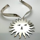 Jose Maria Puig Doria Vintage 1970s Sterling Silver Sun Pendant Choker Necklace