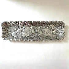 VTG ARTHUR COURT Cast Aluminum Bunnies Easter Serving Tray Platter Marked 1990