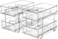 Clear Organizer with Dividers 2Set 2Tier Slide-Out Container Under Sink Organize