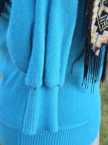 Miller Outerwear Knit Sweater Suede Fringe Vintage Western Boho - Picture 11 of 19