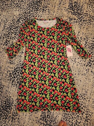 LUV BETSEY JOHNSON Womens Cherry Print Peplum Dress  3/4 Sleeve SZ M - Afbeelding 1 van 7