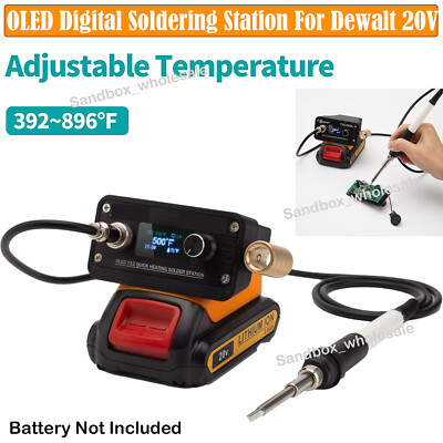 Wisehigh Cordless Soldering Station – For Dewalt 20V Max Battery (Tool Only) – Digital LCD Display, Fast 10-14s Heat To 662°F, 212°F-932°F Adjustable – 2 Auxiliary Helpers, 30-min Auto Shutoff