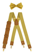 Universal Harry Potter Hufflepuff Crest Yellow Bowtie Suspender Wand Holder Set