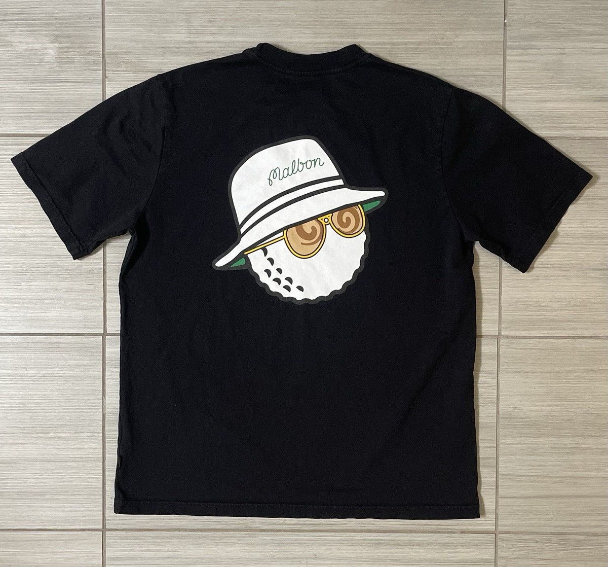 Malbon Golf T Shirt Black Golfball Sunglasses Hat Double Sided