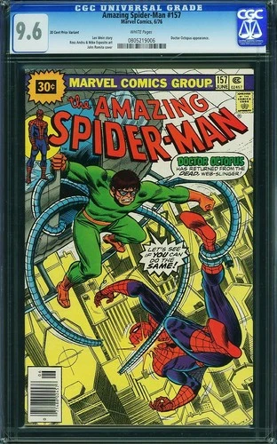 AMAZING SPIDER-MAN #157 CGC 9.6 WHITE PAGES 30 CENT PRICE VARIANT RARE MARVEL