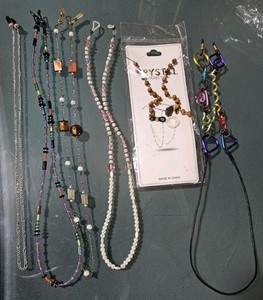 Beautiful and Some Unique Eyeglass Chains Chain Holder Lot Of 6 + 3