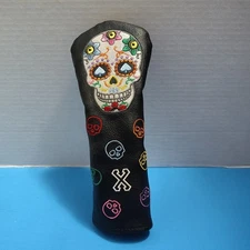Barudan Hybrid Golf Head Cover Skull Embroidery Colorful