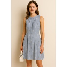 Banana Republic Blue Floral Midi Dress –Fit & Flare, Soft Chiffon, Size 6