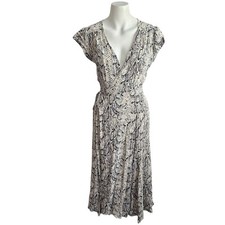 Reformation Carina Wrap Midi Rattlesnake Print Dress Size Large