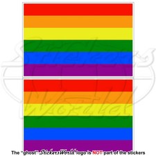 GAY PRIDE Rainbow Flag LGBT Movement, Bisexual 75mm 3" Stickers x2