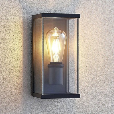 Lindby Wandlampe aussen IP44, Außenwandleuchte Aluminium, Glas, Wandleuchte auss