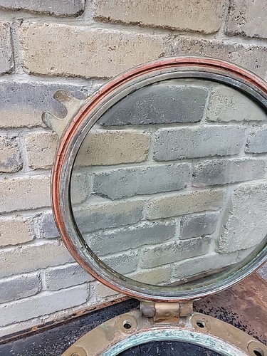 Vintage Maritime Nautical Solid Bronze Brass 2-Dog Porthole Ships Large 19" - Picture 11 of 18