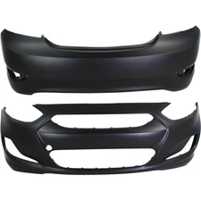 Front Rear Bumper Covers Set For 2012-2014 Hyundai Accent