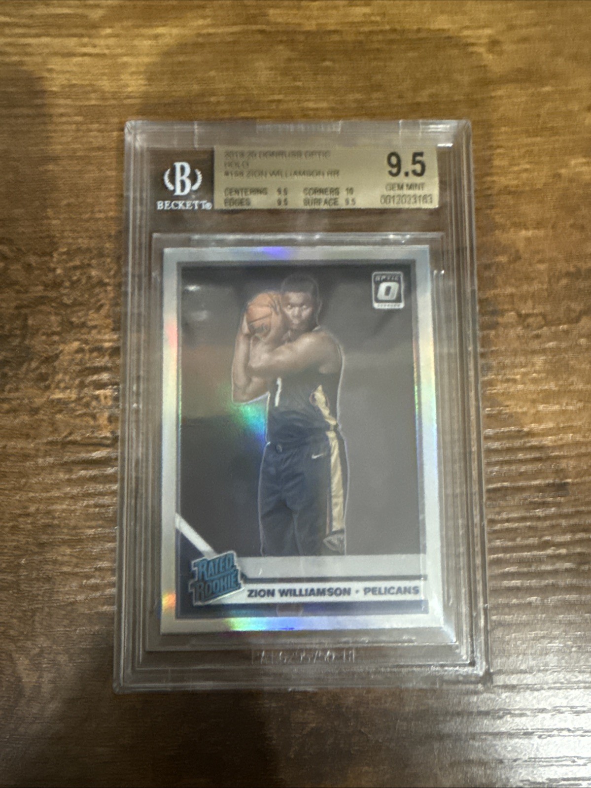 2019 Donruss Optic Zion Williamson Rated Rookie Holo Prizm #158 BGS 9.5 True Gem