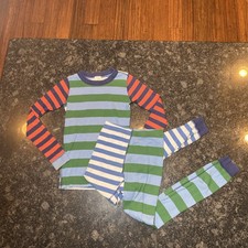 Hanna Andersson Striped Blue Green Long Sleeve Pajamas Set 140cm US Size 10