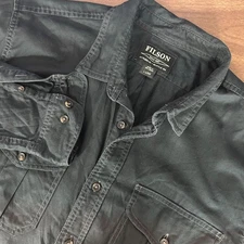 Filson Lightweight Alaskan Guide Shirt Mens L-Long Navy Button Up Workwear