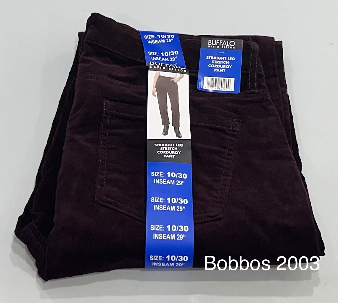Buffalo David Bitton Women's Stretch Straight Leg Corduroy Pants, Mulberry,10/30
