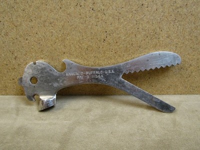RARE! VINTAGE 1938 BARCALO BUFFALO USA MULTI TOOL BOTTLE OPENER HAMMER ALLIGATOR