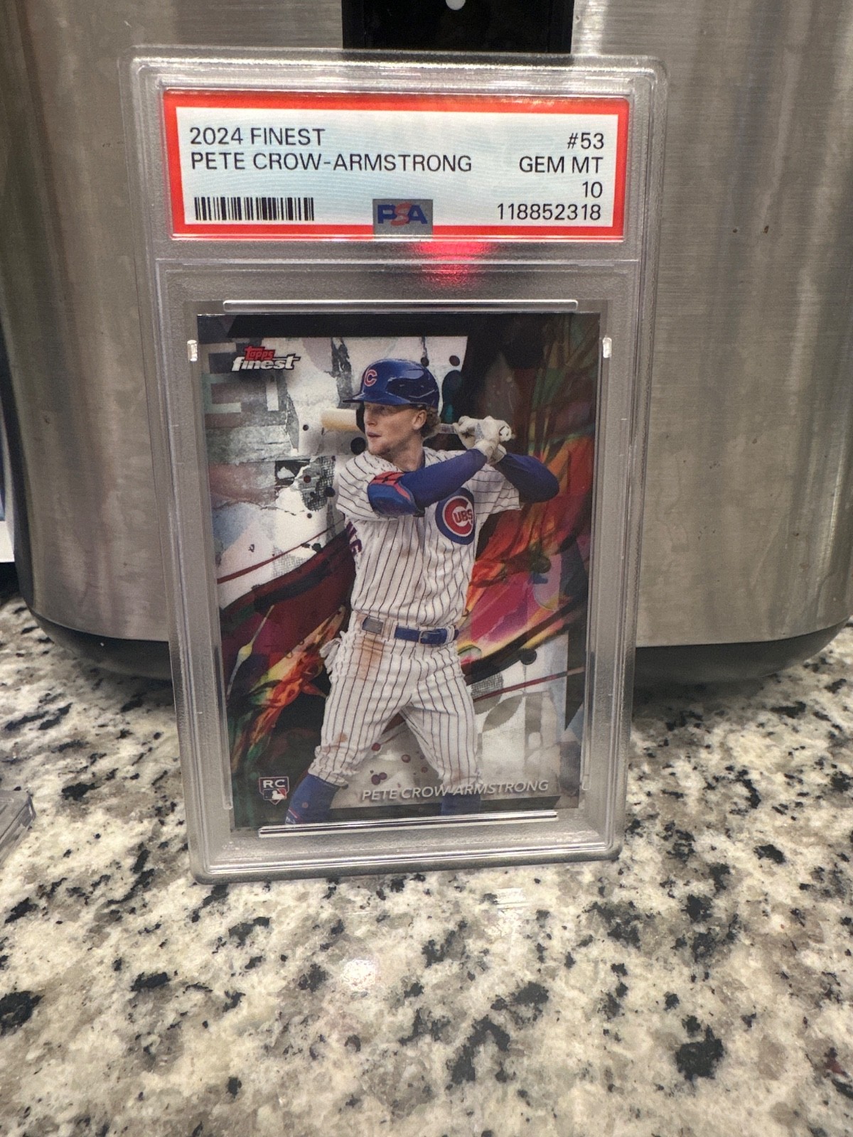 Topps 2024 Topps Finest Pete Crow-Armstrong RC #53 Chicago Cubs PSA 10 view 1
