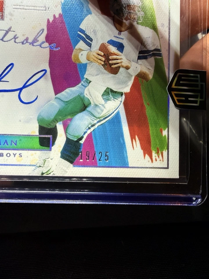 Panini Impeccable Troy Aikman Masterstrokes 2021 Holo Silver Auto #19/25 Cowboys Foto 2 de 3