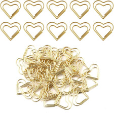 100Pcs Mini Gold Heart Paper Clips, Small Cute Love Shaped Stainless Steel Metal