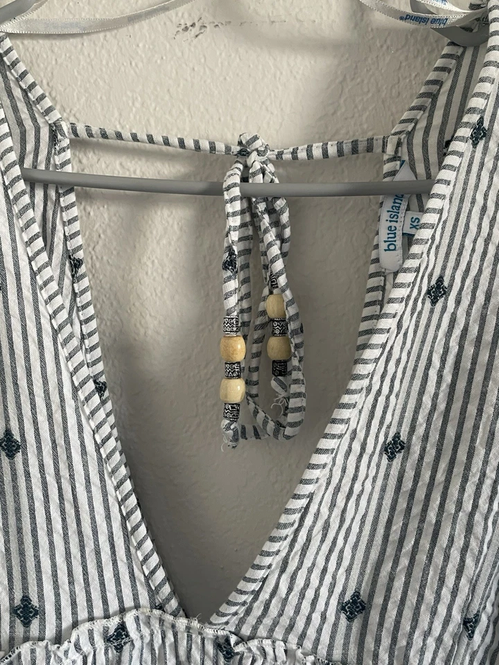 Tiras blancas y azules Blue Island para encubrimiento de playa/natación talla pequeña Foto 3 de 4