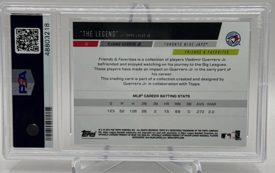 2019 TOPPS X VLAD JR. RC The Legend #30 VLADIMIR GUERRERO JR PSA 10 - Image 2 of 2