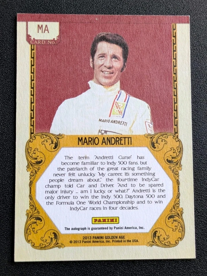 2013 Panini Golden Age Mario Andretti #MA Autograph Racing Legend - Image 2 of 2