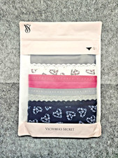 Victoria Secret Panty Women L Bikini 5 Pack Lot Cotton Love Logo Flower Hearts