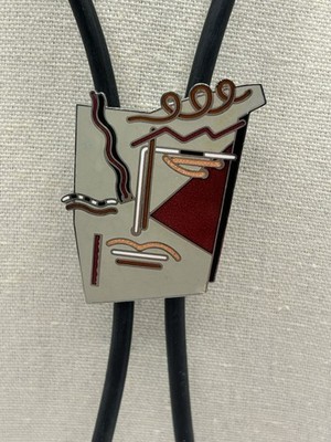 Vintage ACME Studio ''Icon'' Cloisonné Enamel Bolo Tie by Neon Artist LILI LAKICH