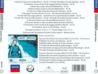 GIANNI POGGI / GIUSEPPE CAMPORA OPERATIC RECITALS BY GIUSEPPE CAMPORA & GIANNI P