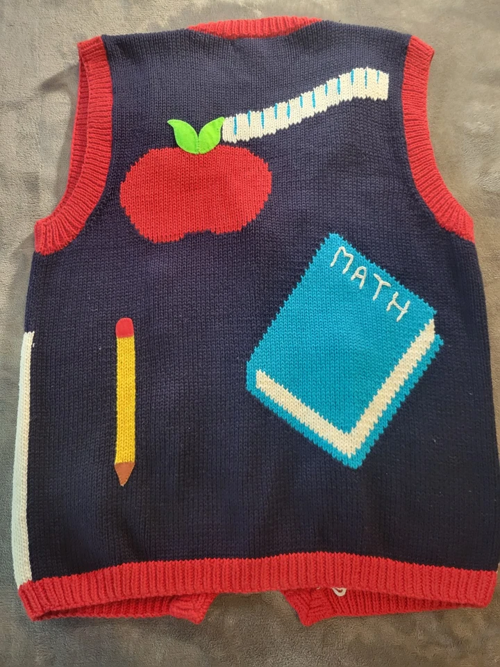 Cotton Salsa School Knit Sweater Vest Woman 3D Hand Made Peru Vest XL×× - Image 2 of 4